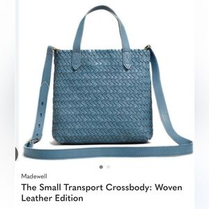 Madewell Small Transport Crossbody Woven Leather Ocean
